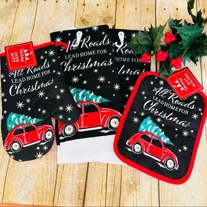 “All Roads Lead Home For Christmas” 4Pc Kitchen Set